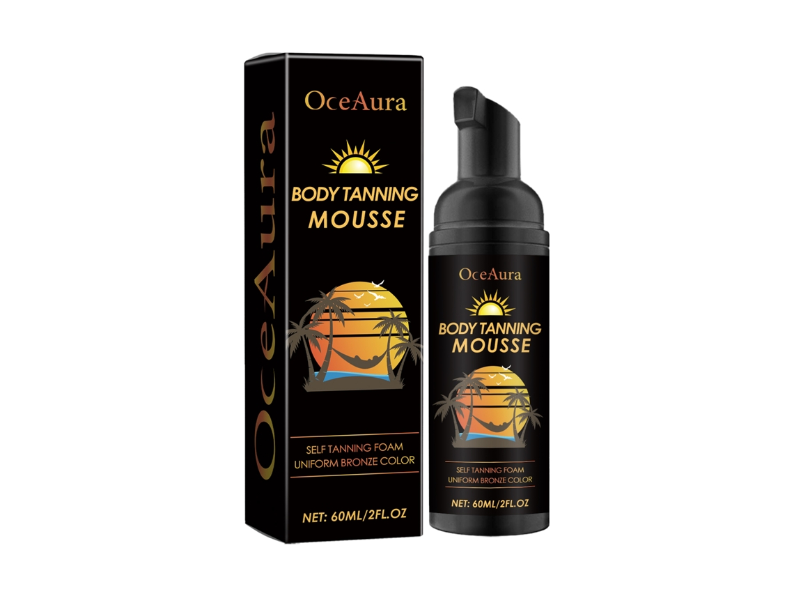 Mousse autobronceadora Oceanaura: Bronceado natural, hidrata la piel, playa, verano, color trigo.