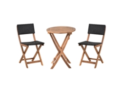 Conjunto de mostrador Rivarotta de madera de acacia marrón/negro