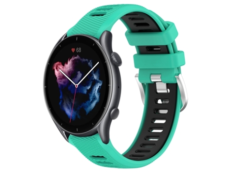 Correa Smartwatch para Amazfit GTR 3 Pro 22mm Textura Cruzada con Hebilla de Acero Silicona Bicolor (Azul Lago + Negro)