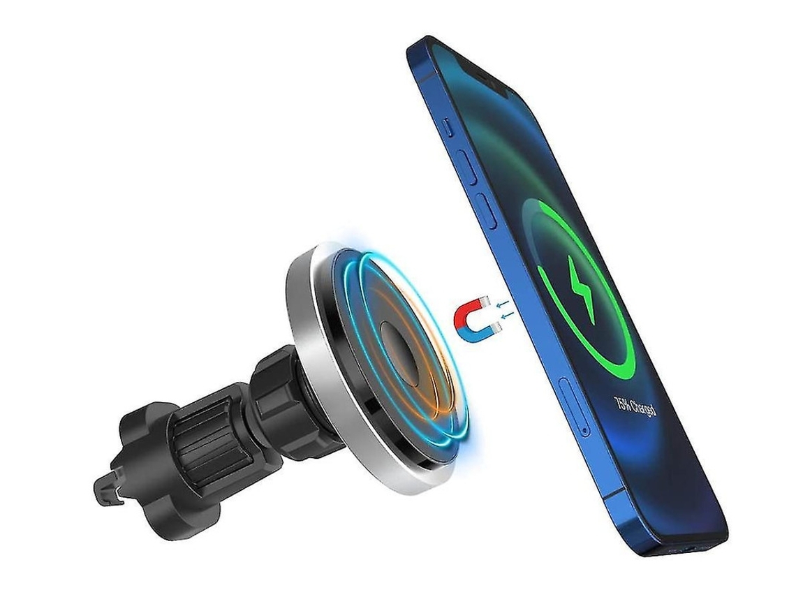 Cargador Montaje Coche Sin Qi Diseñado Para Apple Yemaesre Magnética Negro