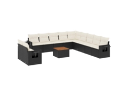 Maison Exclusive - Juego de sofás de jardín de 12 piezas con cojines de mimbre, color negro