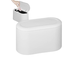 Papelera Pequeña De Sobremesa Con Tapa, Para Cocina, Baño, Oficina, Coche, Inodora (blanca)