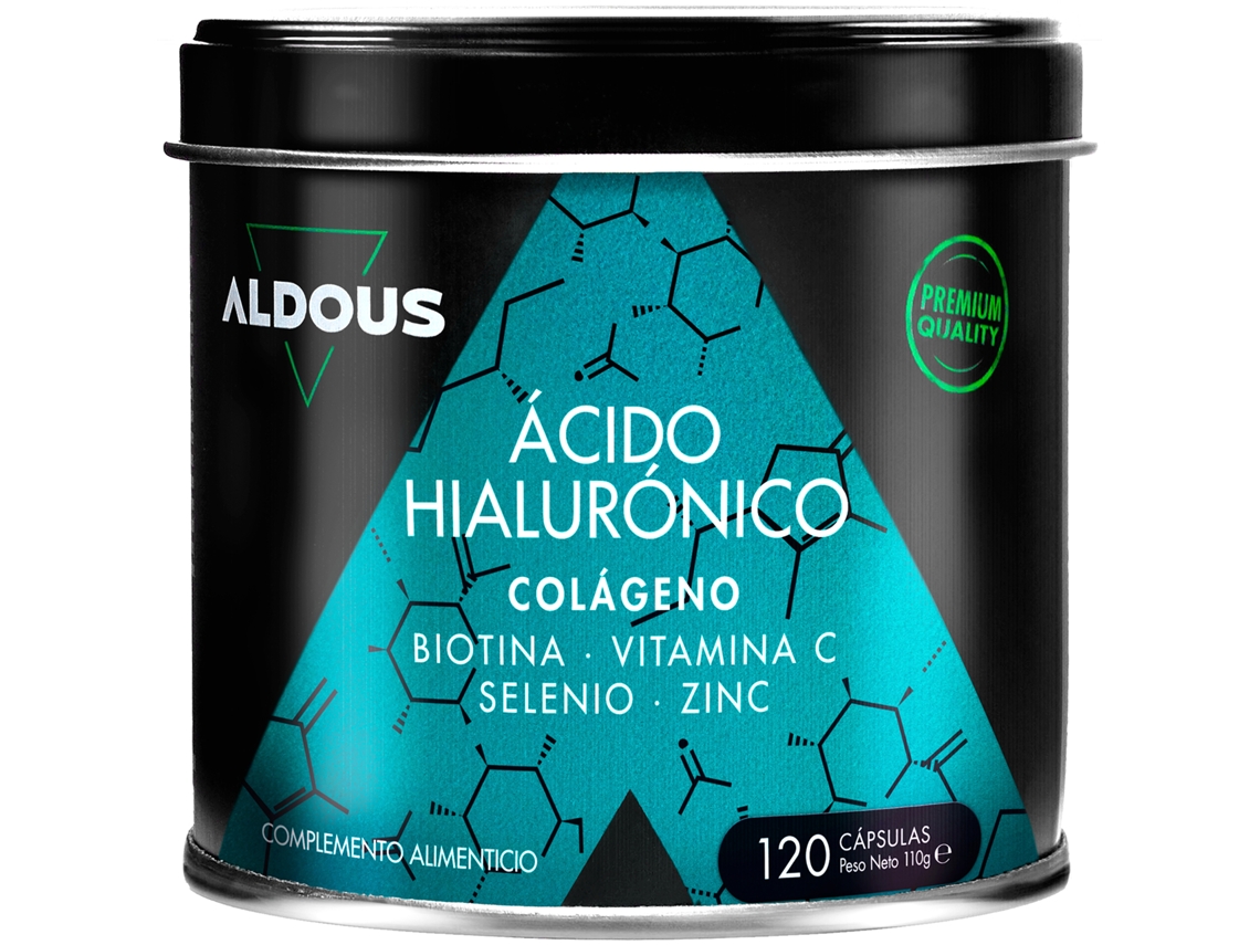 Colágeno Ácido hialurónico, Vitamina C, Biotina, Zinc, Selenio Aldous 120 cápsulas XL ALDOUS LABS