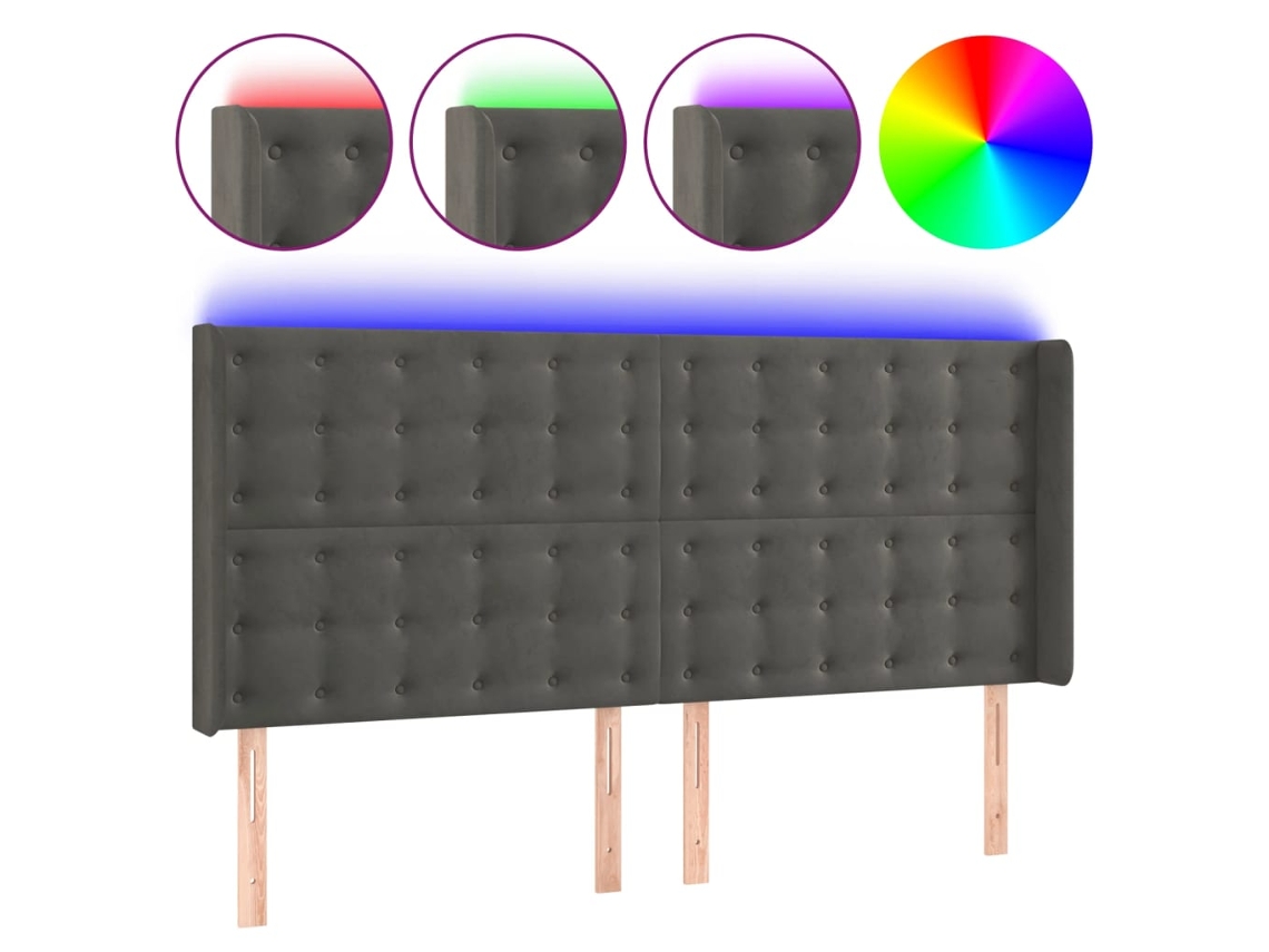 Maison Exclusive - Cabecero Con Led De Terciopelo Gris Oscuro 163x16x118/128 Cm