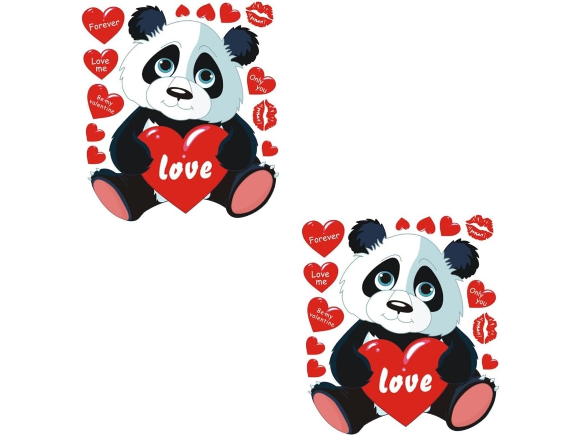 2 Pegatinas De Pared Creativas Con Diseño De Corazón De Panda Para La Decoración De Dormitorios, Ventanas Y Salas De Estar.