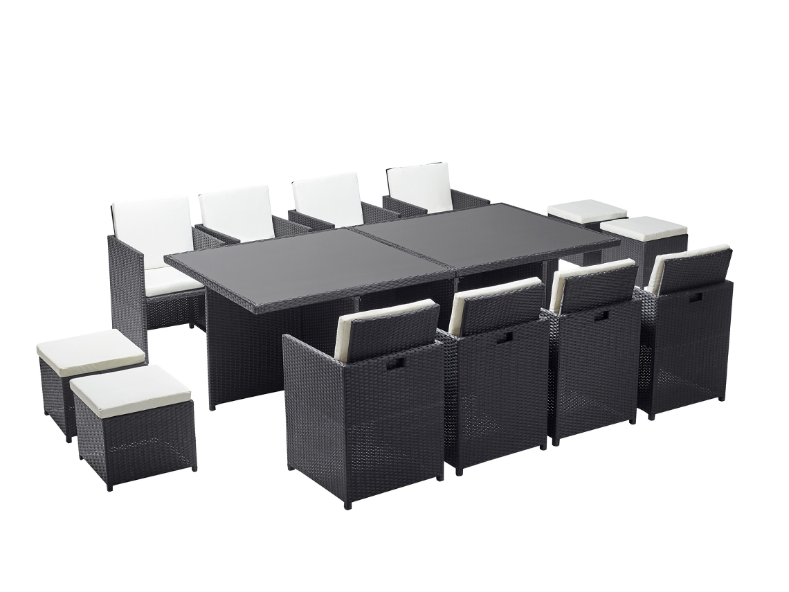 Conjunto de Cenar Exterior CONCEPT U Mónaco (Negro y Blanco - Resina - 235x115x74 cm)