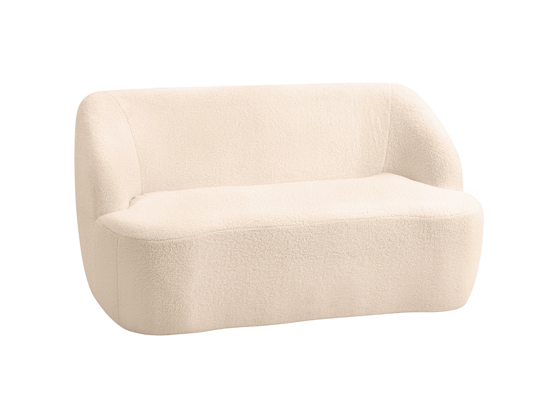 Sofá De 2 Plazas En Tejido Bouclé, 142 Cm De Ancho, Con Respaldo Y Asiento Curvos, No Requiere Montaje, Color Beige.