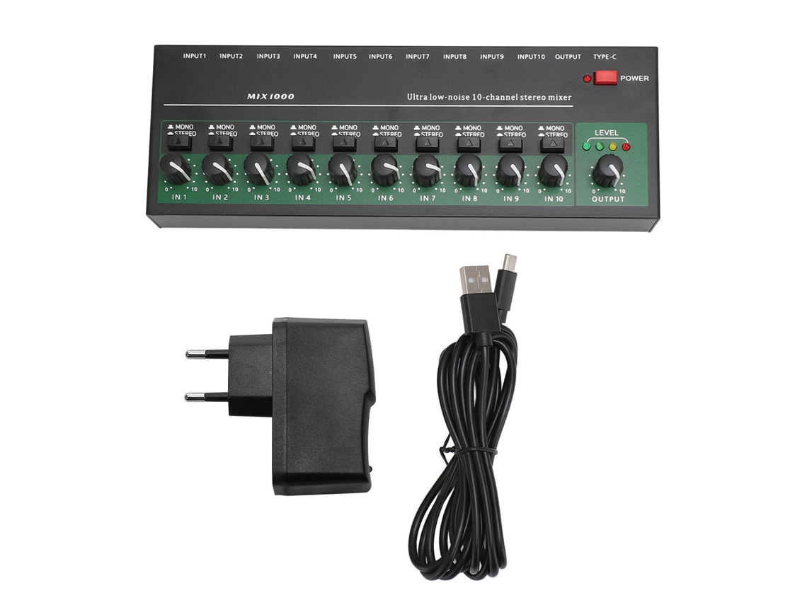 Mezclador De Audio De 10 Canales Con Control De Volumen Independiente, Estéreo De Bajo Ruido, Enchufe Europeo.