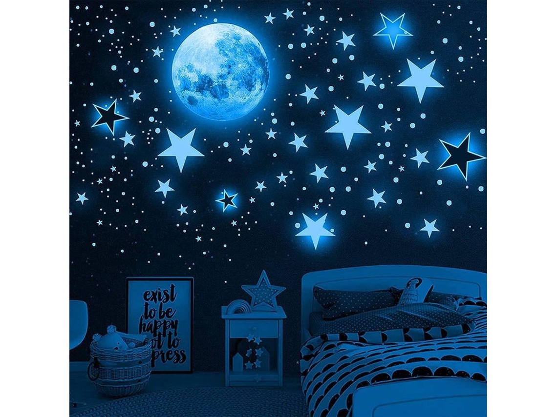 Calcomanías Luminosas Luna Y Estrellas Para Niños 3660 Piezas Decoración Pared Y Techo