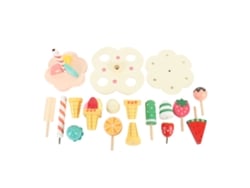 Juego De Té De Madera Con Estante Para Postres Y Helados Para Niños.