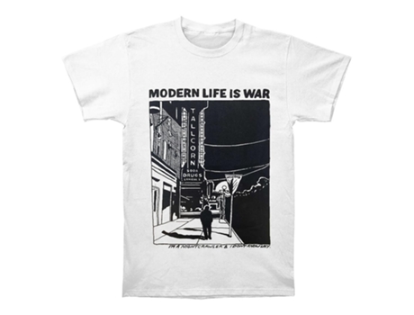 Camiseta ROCKINSTONE blanca Modern Life Is War Night Crawler (Algodón - XL)