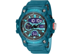 Reloj analógico deportivo militar multifuncional clásico, cronógrafo luminoso, reloj de cuero con fase lunar