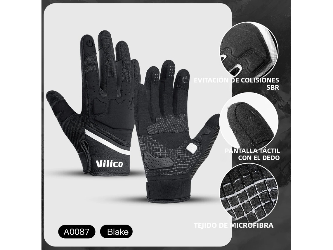 (negro L) Guantes De Ciclismo Profesionales, Resistentes A La Abrasión, Microfibra, Antideslizantes.
