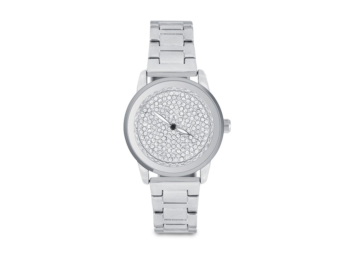 Reloj Analógico Para Mujer Con Diamantes De Imitación, Esfera Redonda, Movimiento De Cuarzo, Brazalete De Aleación, Color Plata.