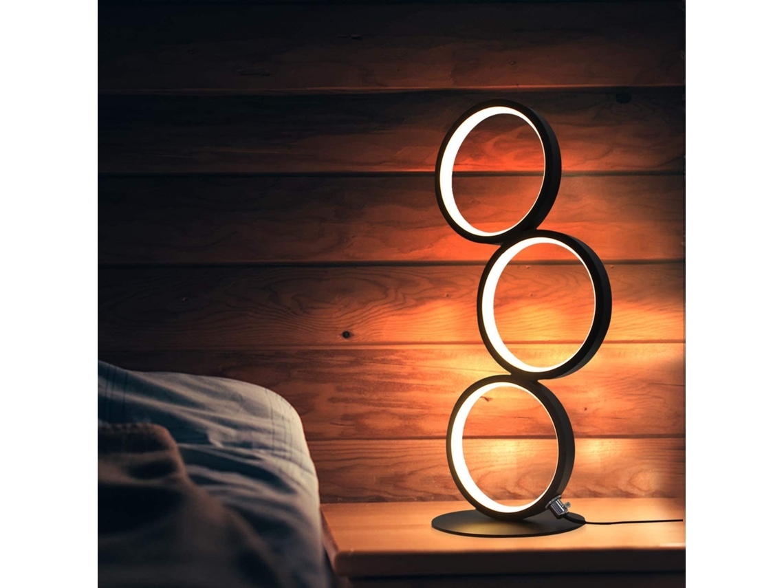 Lámpara de noche LED negra, lámpara de mesa, anillo decorativo para dormitorio Zmh