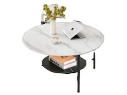 Mesa de centro redonda con tablero de piedra sinterizada, color blanco OEM