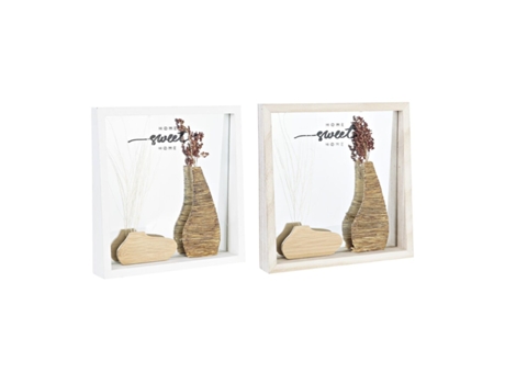 Espejo de pared DKD Home Decor Espejo Natural MDF Blanco 2 Unidades Cottage (25 x 4 x 25 cm)