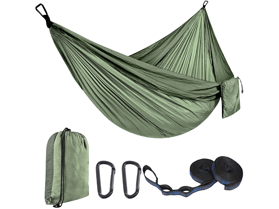 Hamaca sencilla Eifson con 51 correas y mosquetón, 270 x 140 cm (verde jungla, verde frijol)