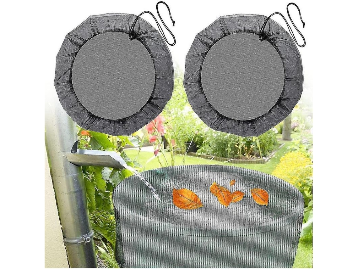 2 Fundas Red Para Barril De Lluvia 95cm Con Cordón Ajustable Protege Contra Hojas Mosquitos Poliéster Durable