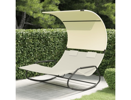 MAISON EXCLUSIVE Tumbona mecedora doble con toldo color crema