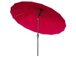 VPMKP - Sombrilla redonda Outsunny inclinable, 18 varillas, manivela, metal, fibra de vidrio, Ø2,5 m, rojo vino