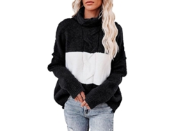2026-jersey Casual Para Mujer Ilwhe De Manga Larga Con Cuello Alto Y Motivo De Bloques De Color