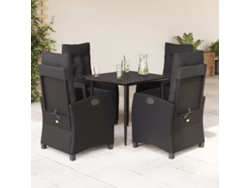 Juego de comedor de jardín de 5 piezas con cojines de mimbre negros de DKD Home Decor