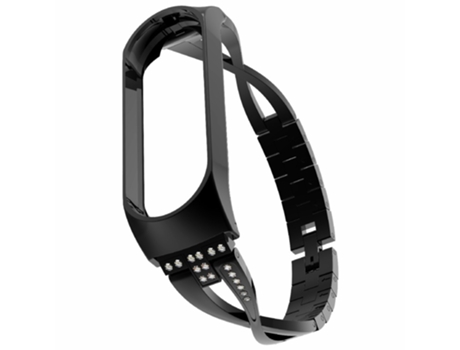 Correa de aleación de aluminio diseño en forma de x diamante brillante para Xiaomi Mi Band 6/5 - negro