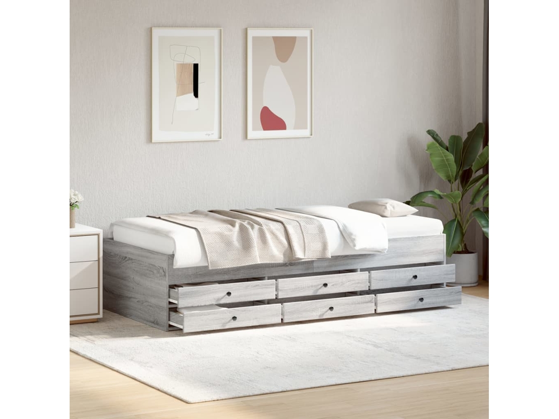 Sofá Cama Con Cajones Sin Colchón Gris Sonoma 75x190 Cm