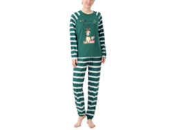 Pijama navideño Rebe para toda la familia, con estampado de dibujos animados y rayas, manga larga, talla S.