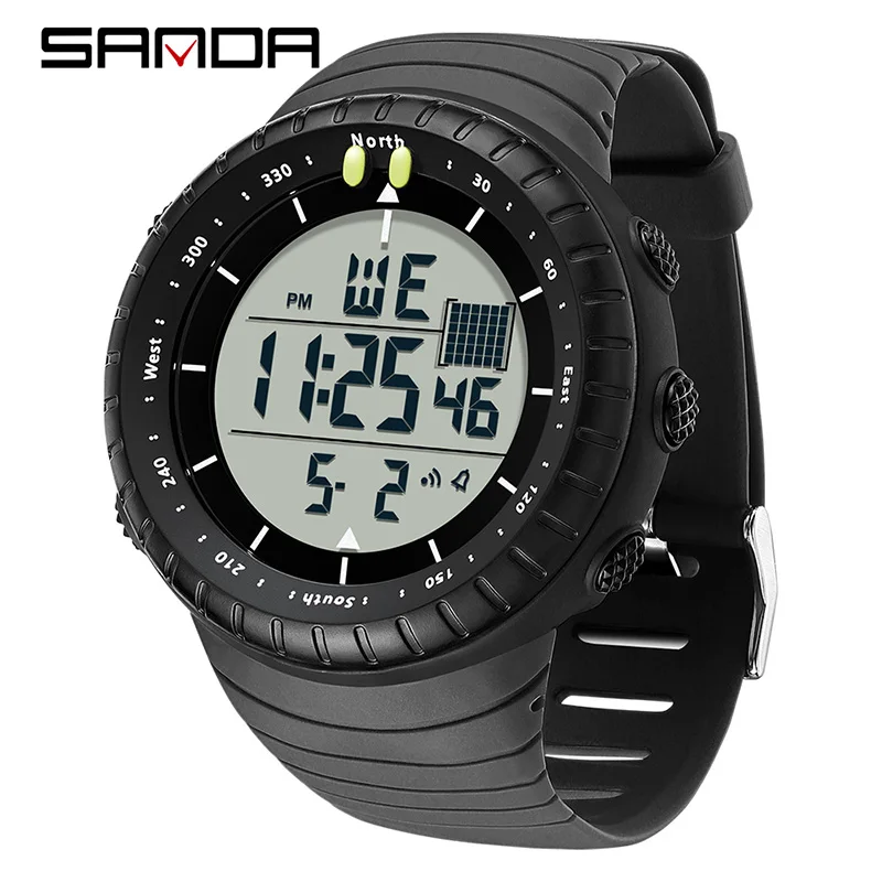 Reloj Digital Para Hombre (blanco Y Negro), Resistente Al Agua Para Deportes Al Aire Libre, Esfera Grande, Alarma.
