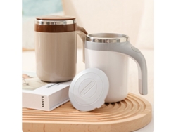 Caneca Magnética Recarregável Com Misturador Automático De 380ml Na Cor Cáqui Para Café E Milkshake