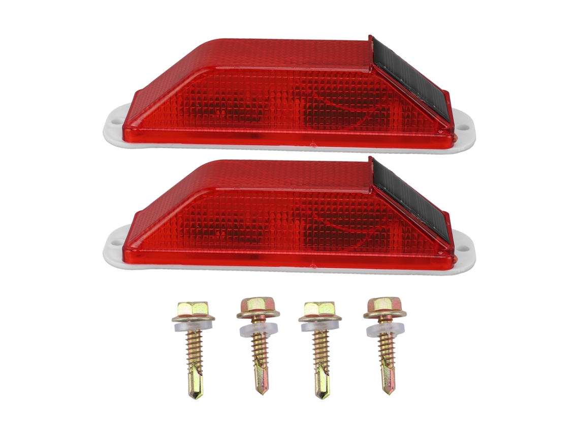 2 Luces Estroboscópicas Led Solares De Alto Brillo, Resistentes Al Agua, Para Señalización De Seguridad Vial, Color Rojo.