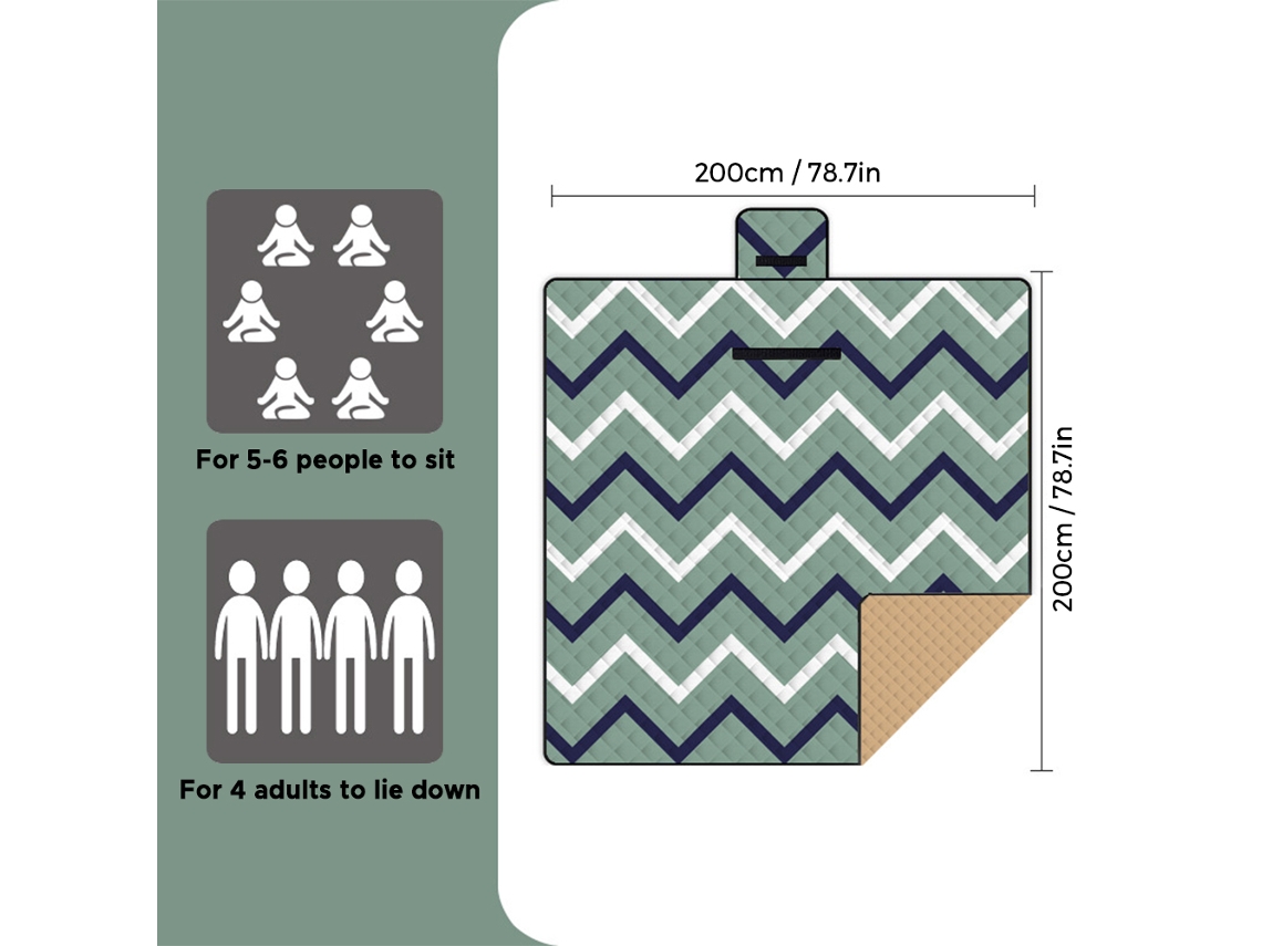 Manta De Picnic Para Exteriores De 200 X 200 Cm, Resistente Al Agua Y Plegable, Ideal Para La Playa, Camping, Parques Y Viajes.