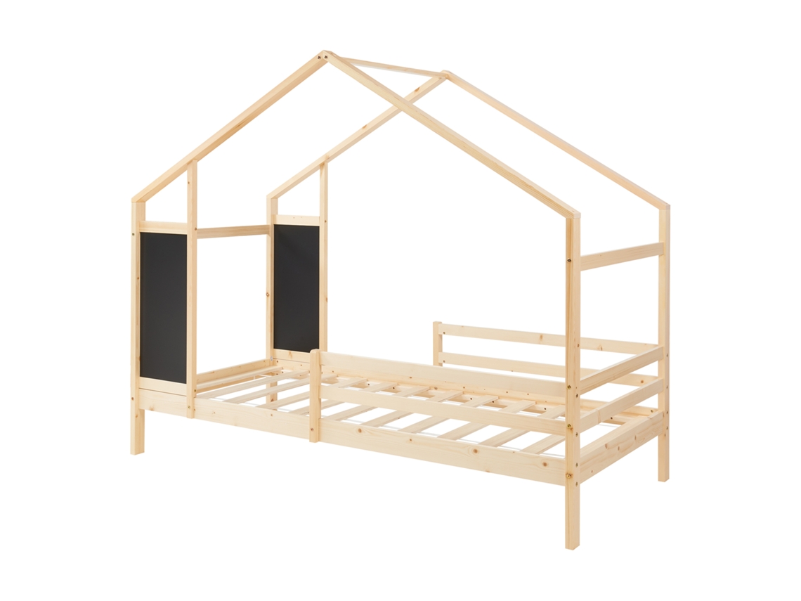 Cama infantil Lorenskog con valla de pino 90x200 natural [EN.CASA]