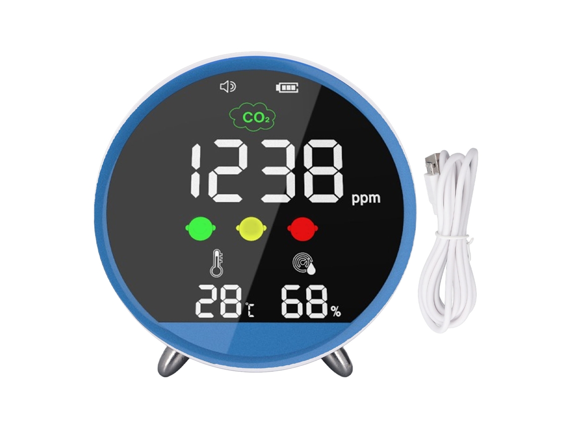 Detector De Co2 De Sobremesa Con Pantalla De Temperatura Y Humedad, Alta Precisión 400-5000 Ppm, Tiempo De Muestreo De 1,5 S