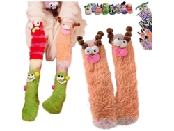 2026-calcetines Monstruo Peludos Suaves Para Navidad, Calcetin De Terciopelo Coral Cálido Con Tarjeta De Regalo