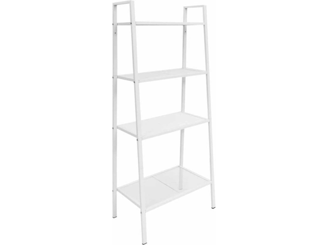 Vidaxl Estantería Metal escalera pared blanco 4 librería organizador en con