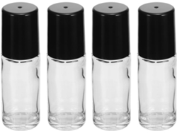 Juego De 4 Frascos Roll-on Recargables De Vidrio Negro De 30 Ml Con Bola Antifugas De Ciieeo Para Aceites.