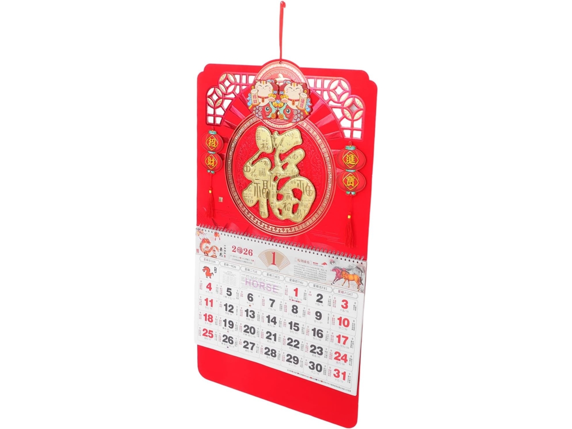 Calendario de pared anual con temática de caballos y calendario chino para el aula y la oficina.