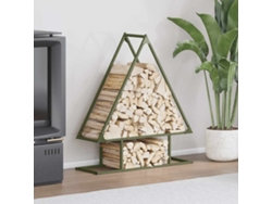 Leñero de acero laminado en frío color verde oliva LOVELY HOME