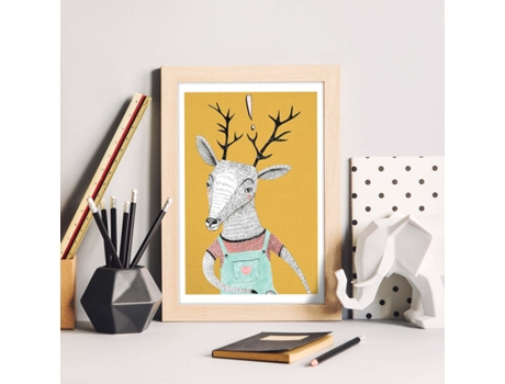 Póster NACNIC de Reno Mostaza. de Animales Coloridos.