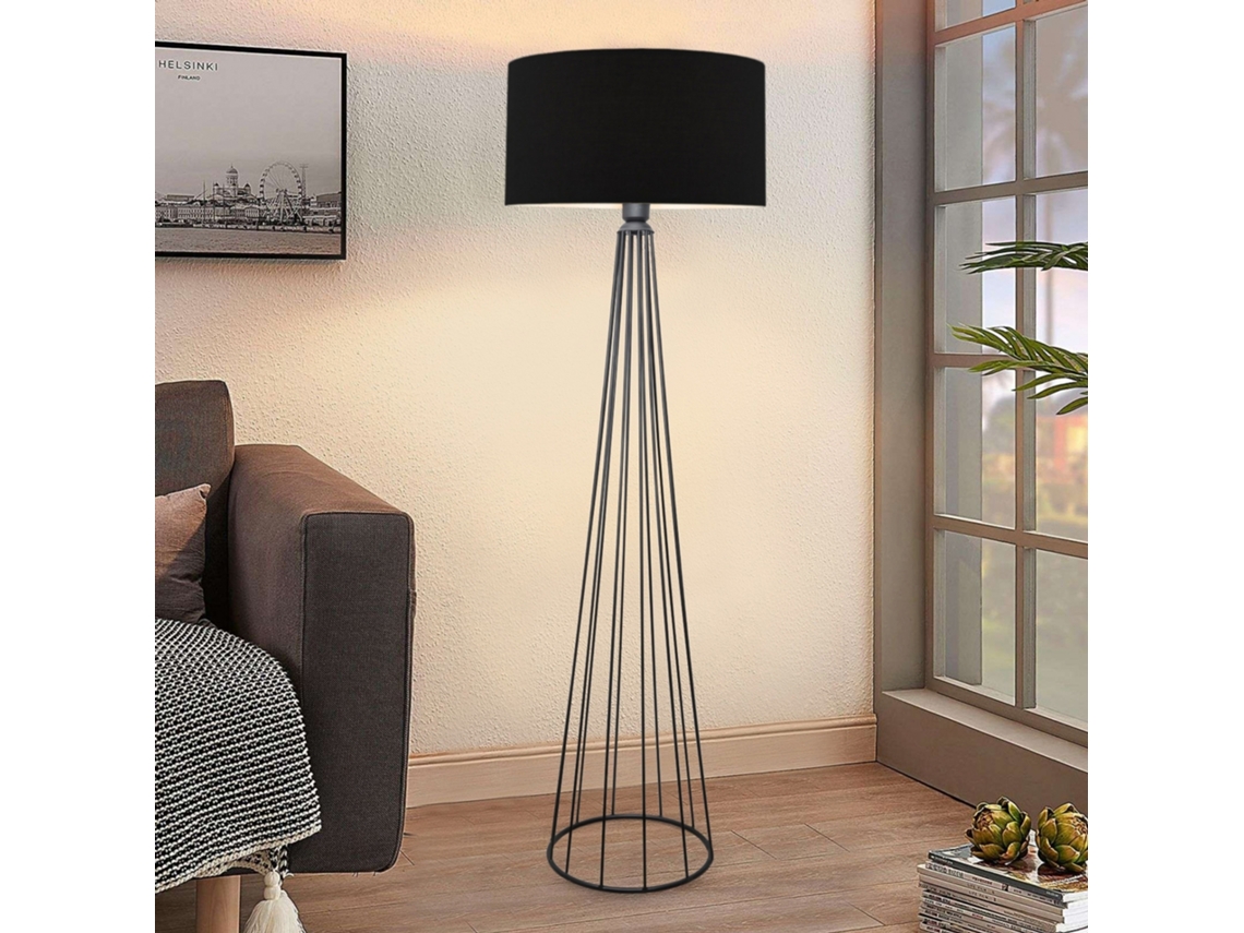 Lámpara de Pie LUX.PRO Neath (155 x Ø 38 cm - Tela / Metal - Negro / Antracita)
