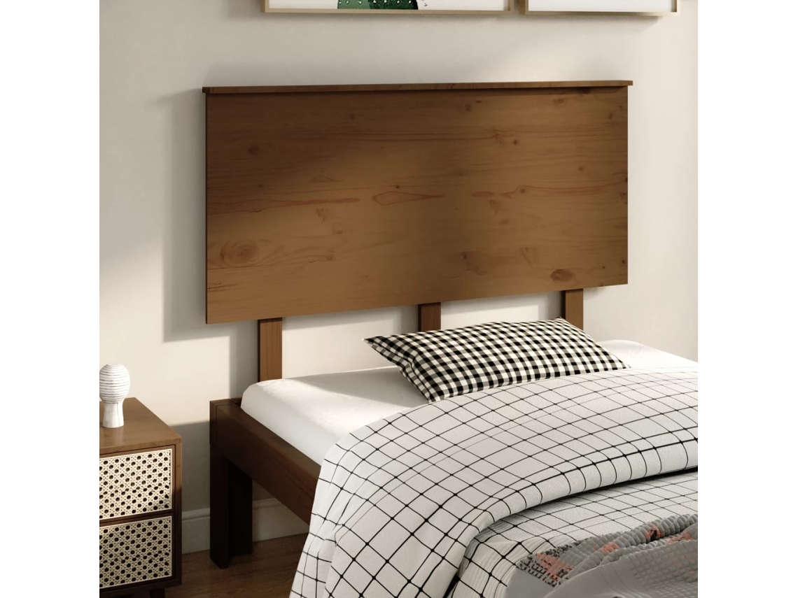 Cabecero De Cama Madera Maciza De Pino Marrón Miel 124x6x82,5cm