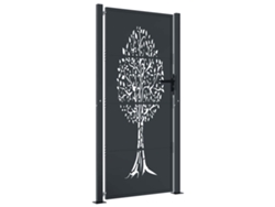 Maison Exclusive - Puerta De Jardín Antracita 100x175 Cm De Acero Con Diseño De Árbol