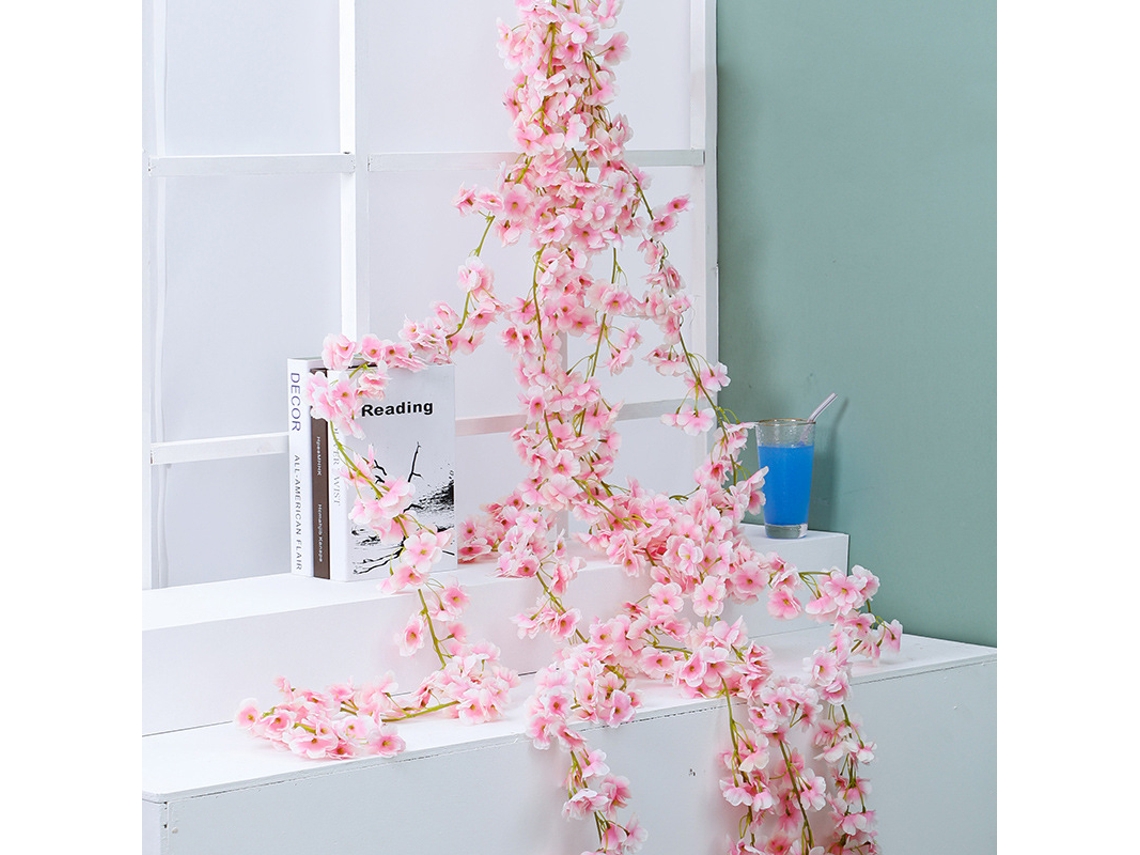 Guirnalda artificial de flores de cerezo de Baok, con forma de cápsula de sakura, para decorar tu hogar, dormitorio y oficina, color rosa claro.