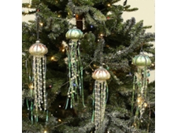 Pack de 4 adornos navideños para árbol de Navidad con medusas, joyas y perlas, estilo costero Rosewell