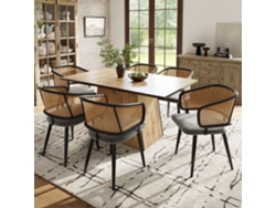 Silla de comedor de ratán con asiento de terciopelo, estilo moderno.