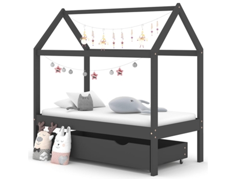 Estructura de cama infantil VIDAXL Gris Madera (140x70x140 cm)