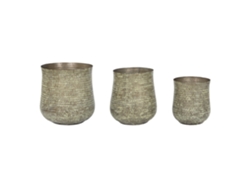 Set 3 Macetero Aluminio Patinado Verde 44x44x46cm